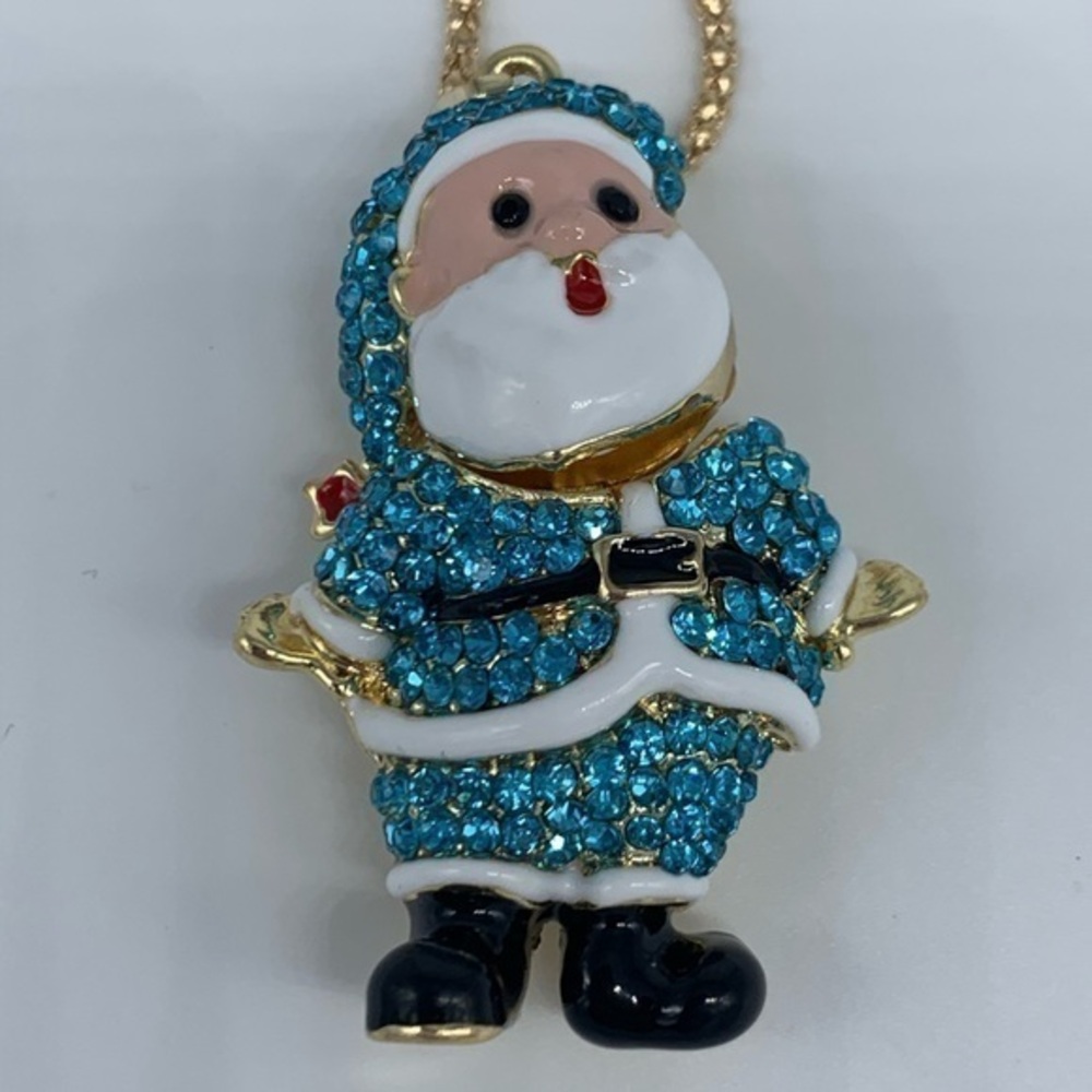 NEW blue Christmas Santa Claus pendant necklace